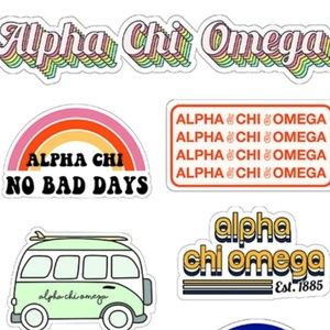 Alpha Chi Omega Sorority Retro Sticker Sheet